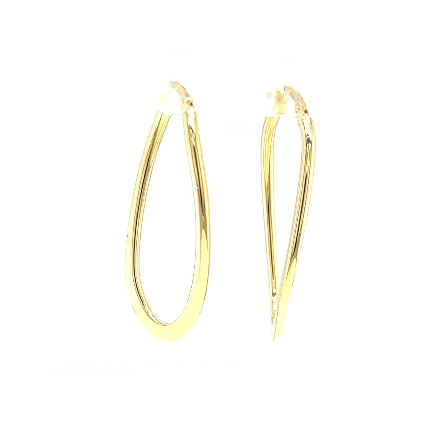 Oval 16.5mm Hoop Earrings with Twisted Design in 14K Yellow Gold Left Side View