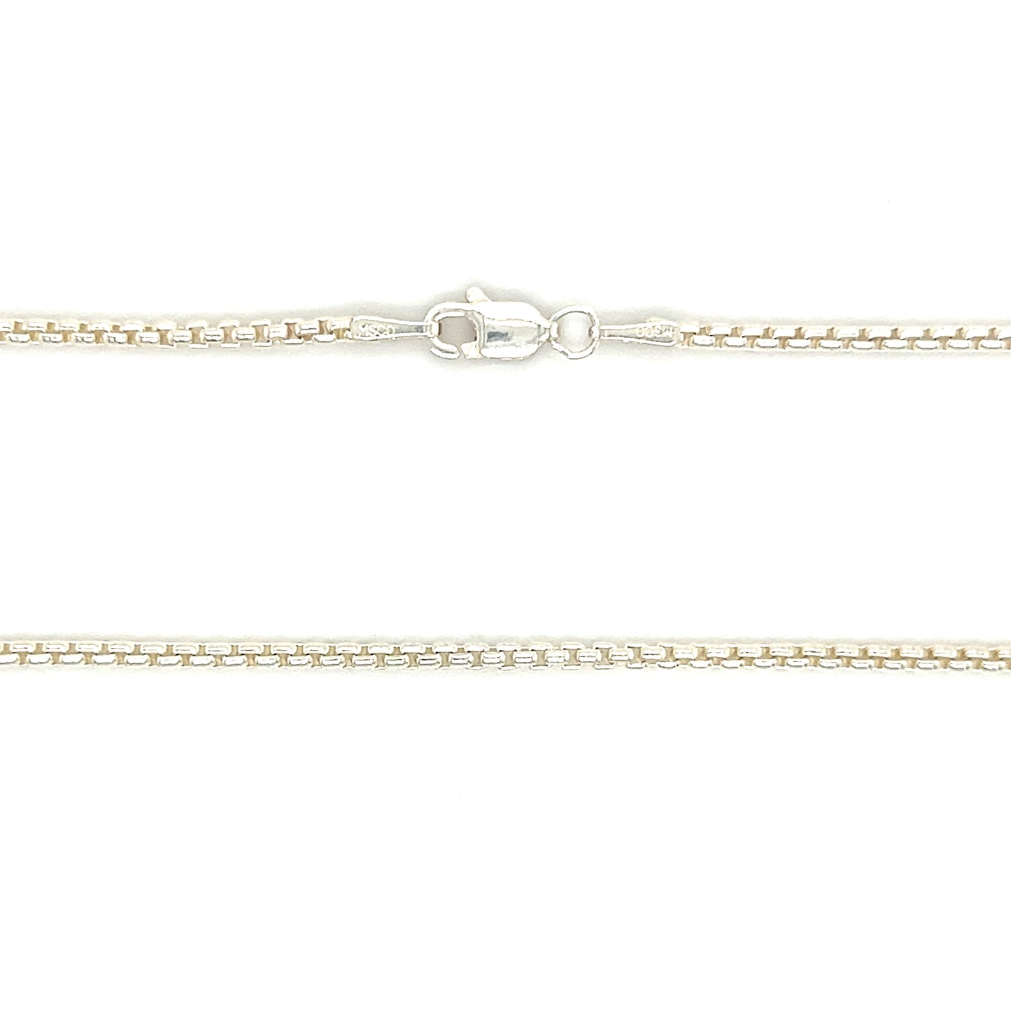 Rounded Box Chain 1.8mm with 24in of Length in Sterling Silver Chain and Clasp View