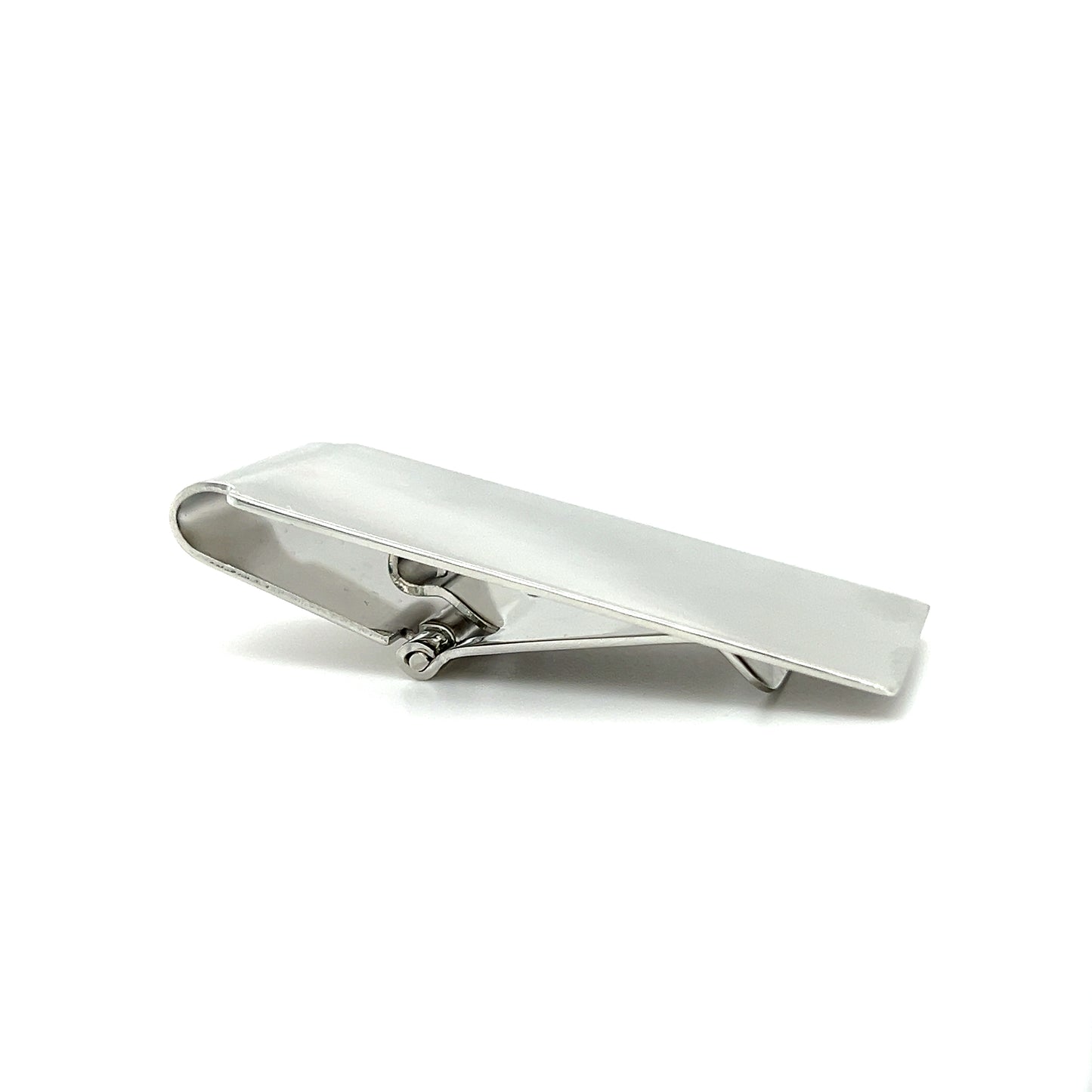 Hinged Money Clip with Rhodium Plating in Stainless Steel Profile View