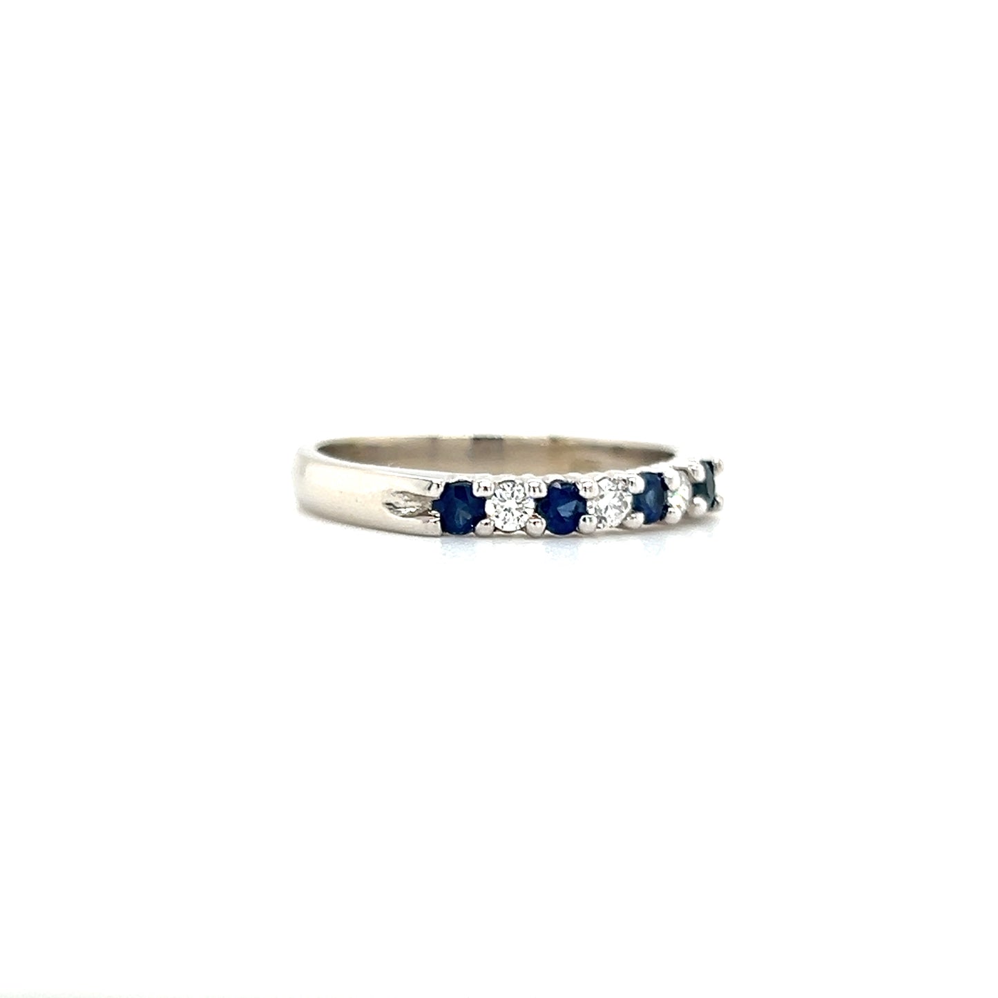 Blue Sapphire Ring with 0.12ctw of Diamonds in 14K White Gold Left Side View