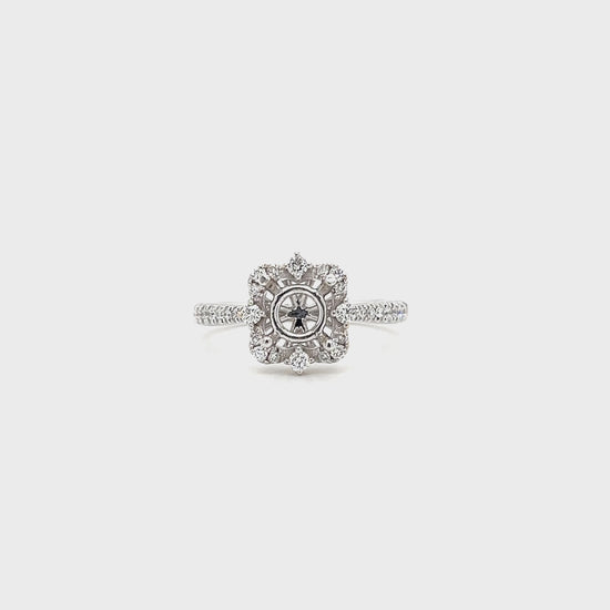 Floral Halo Ring Setting with 0.35ctw of Diamonds in 18K White Gold Video