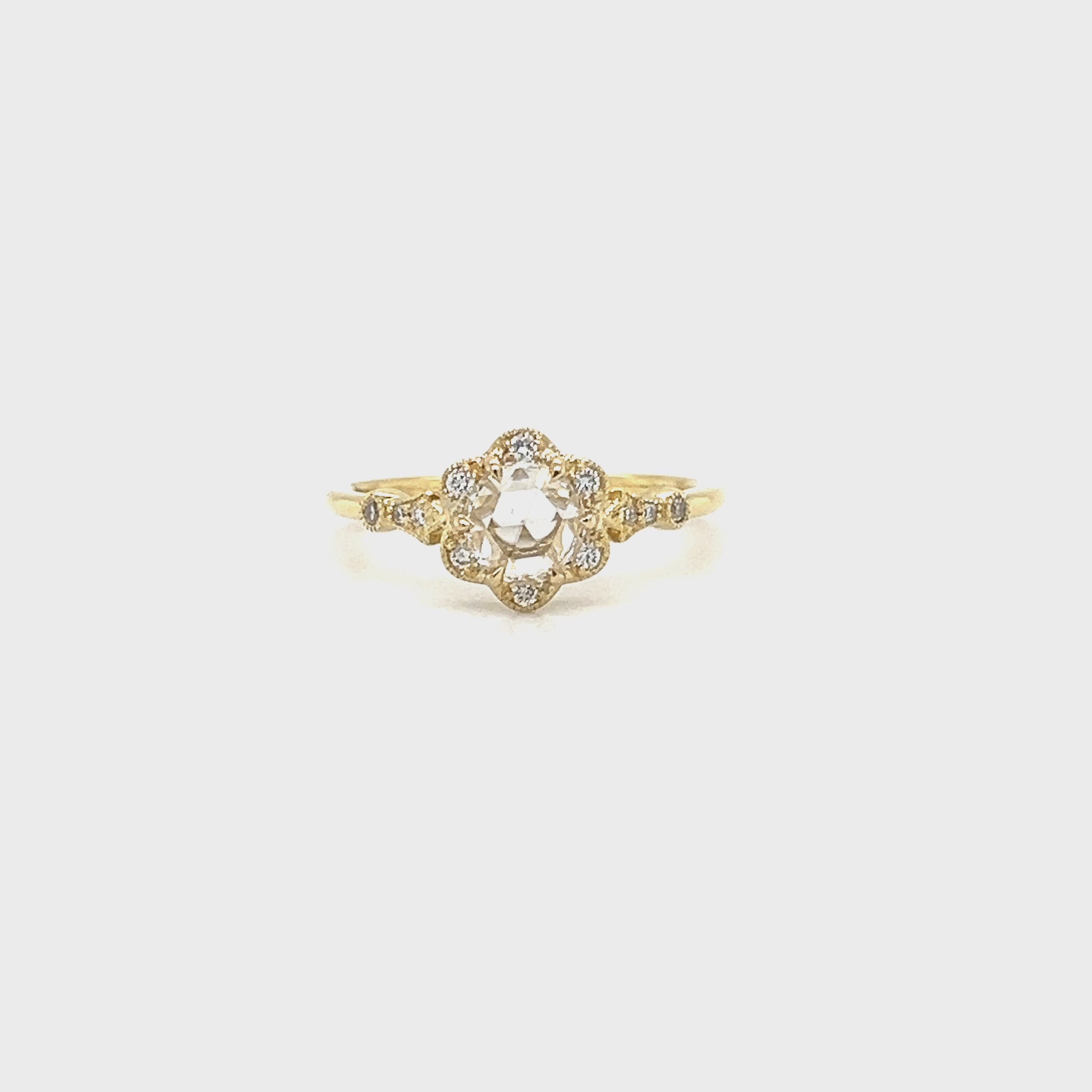 Rose Cut Diamond Ring with 0.53ctw of Diamonds in 14K Yellow Gold Video