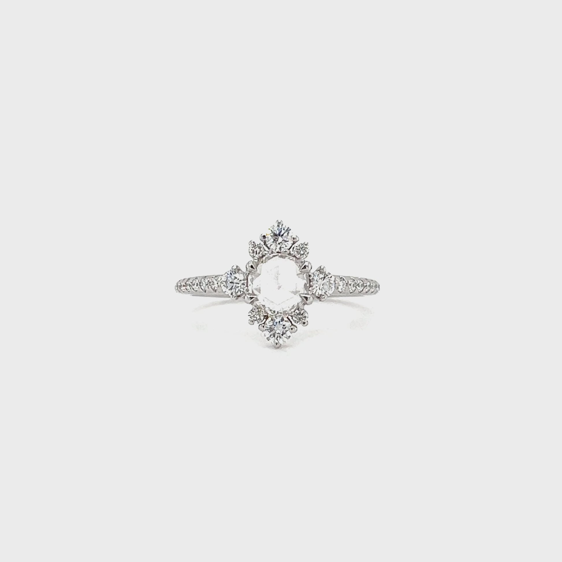 Rose Cut Diamond Ring with 0.83ctw of Diamonds in 18K White Gold. Video