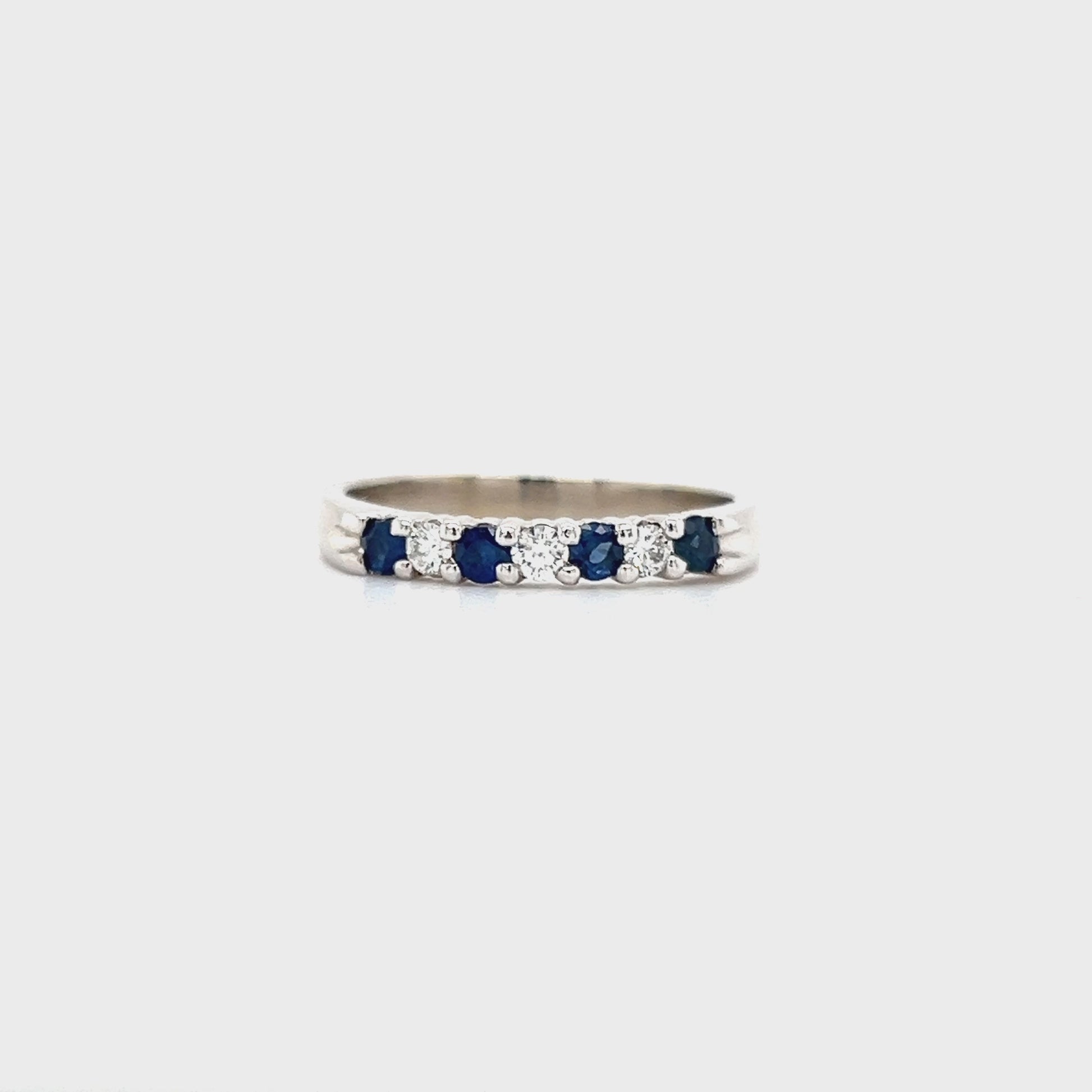 Blue Sapphire Ring with 0.12ctw of Diamonds in 14K White Gold Video