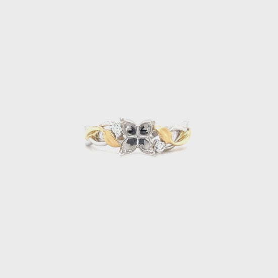 Intertwined Ring Setting with Two Diamond Accents in 14K White and Yellow Gold. Video