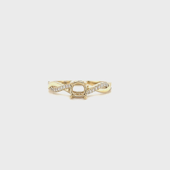 Criss Cross Ring Setting with 0.12ctw of Diamonds in 14K Yellow Gold Video
