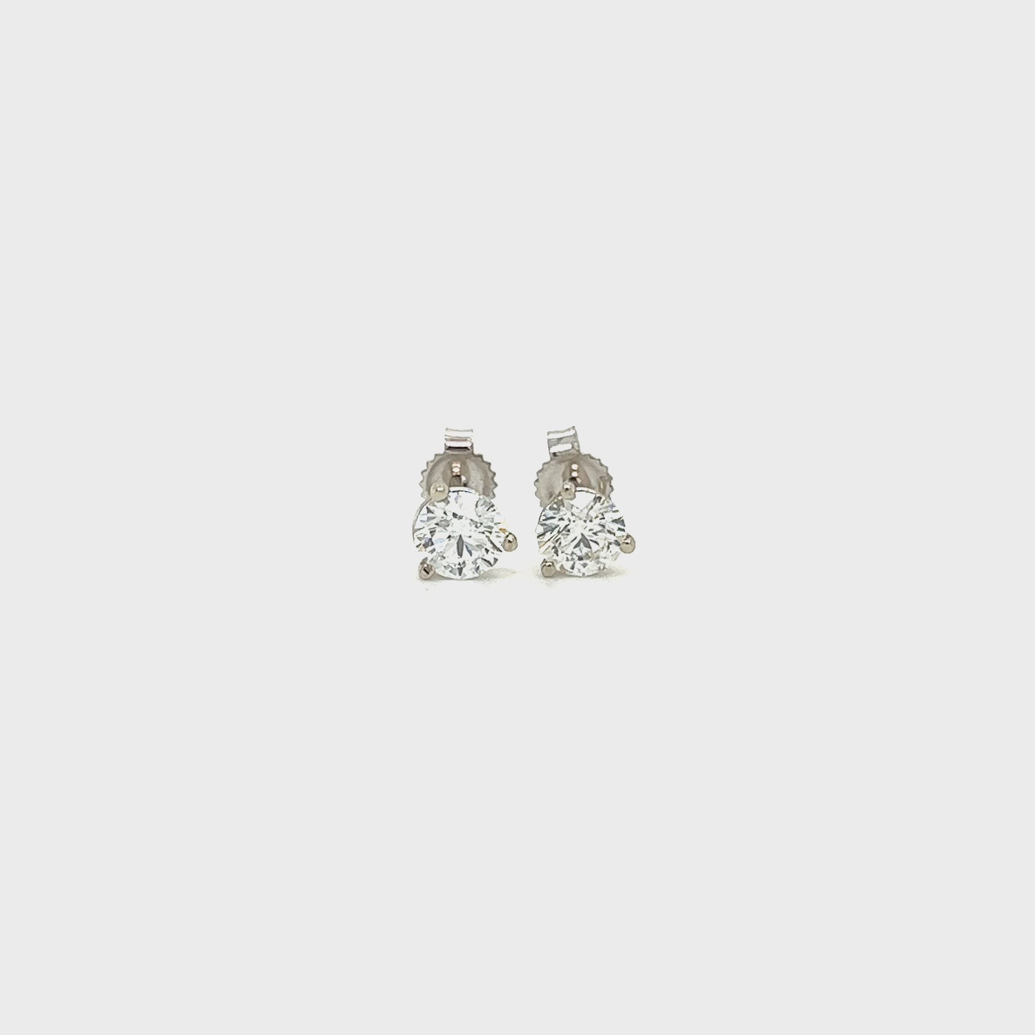 Diamond Stud Earrings with 0.98ctw of Diamonds in 14K White Gold Video