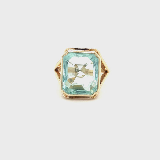 Blue Topaz Ring with Split Shank Setting in 14K Yellow Gold Video