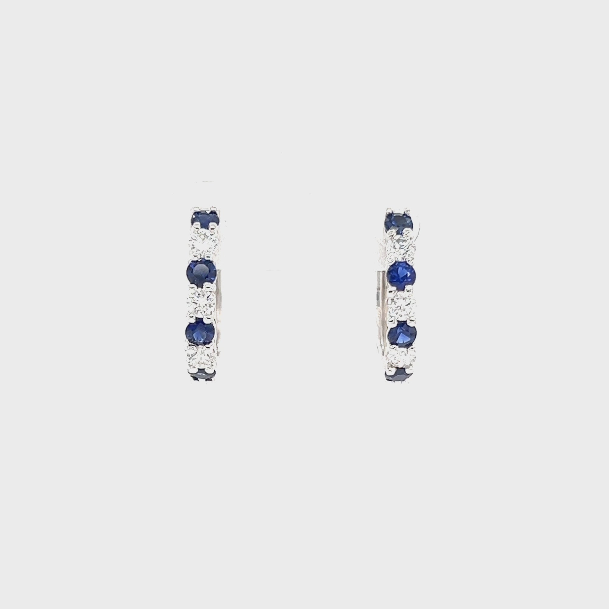 Sapphire Hoop Earrings with 0.33ctw of Diamonds in 14K White Gold Video