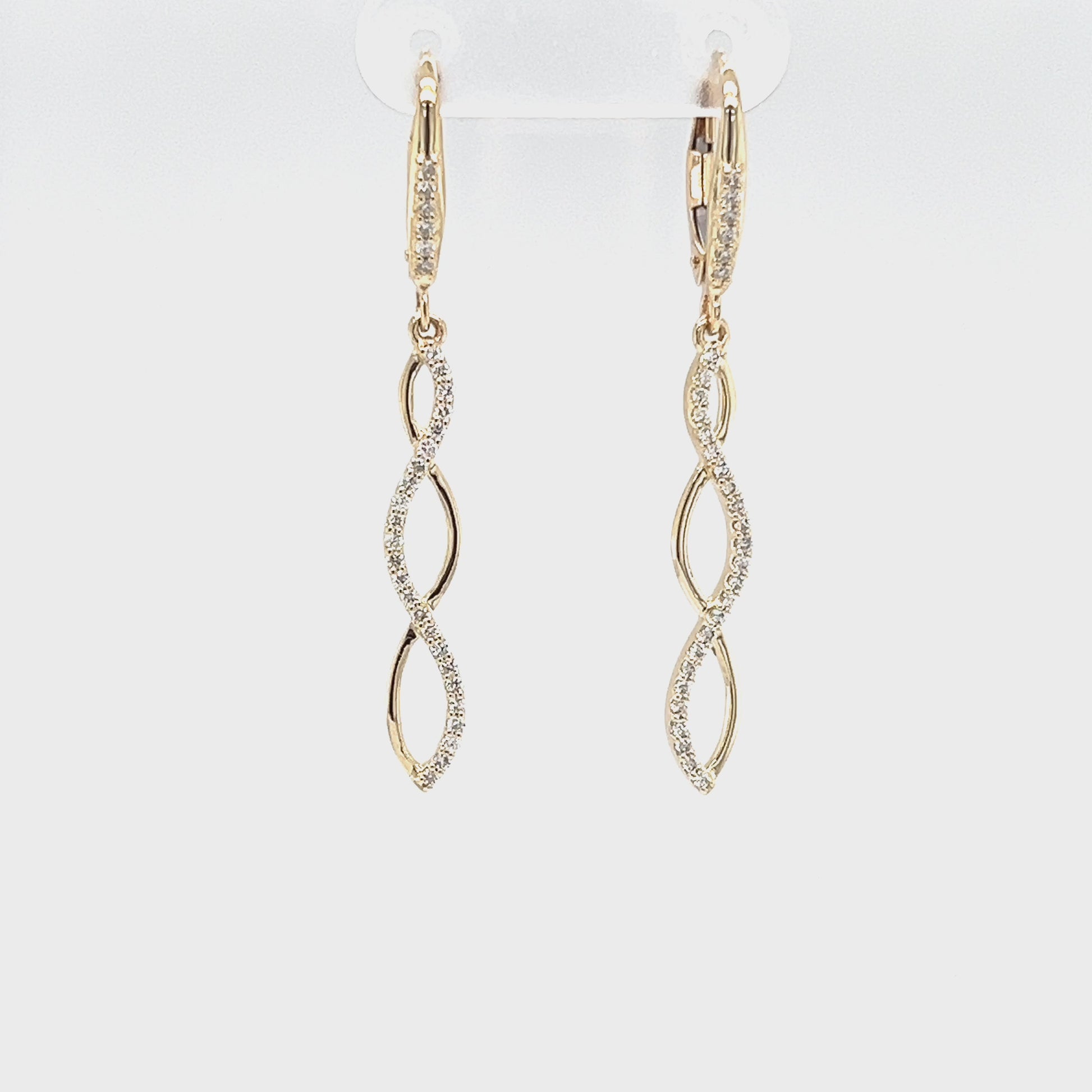 Infinity Dangle Earrings with 0.3CTW of Diamonds in 14K Yellow Gold Video