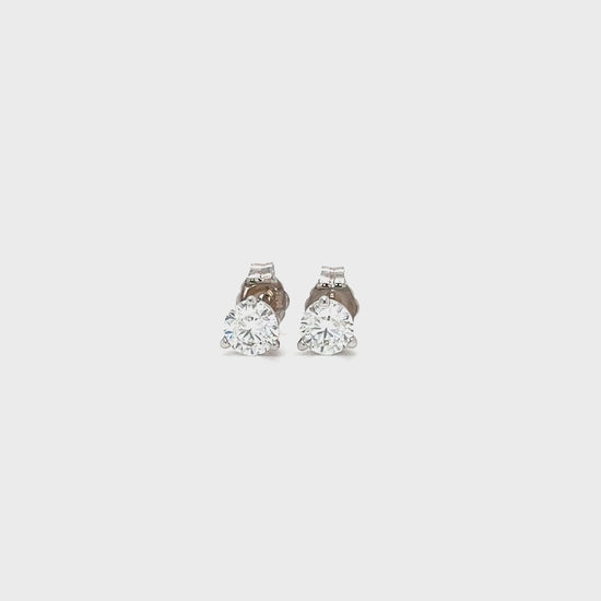 Diamond Stud Earrings with 0.72ctw of Diamonds in 14K White Gold Video