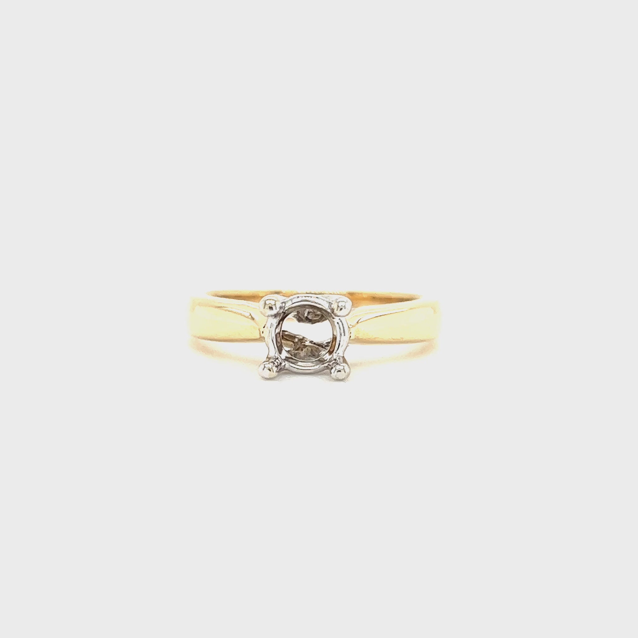 Trellis Engagement Ring Setting with Four Prong Head in 14K Yellow Gold Video