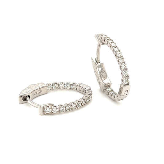 Diamond Inside Out Hoop Earrings in 14K White Gold