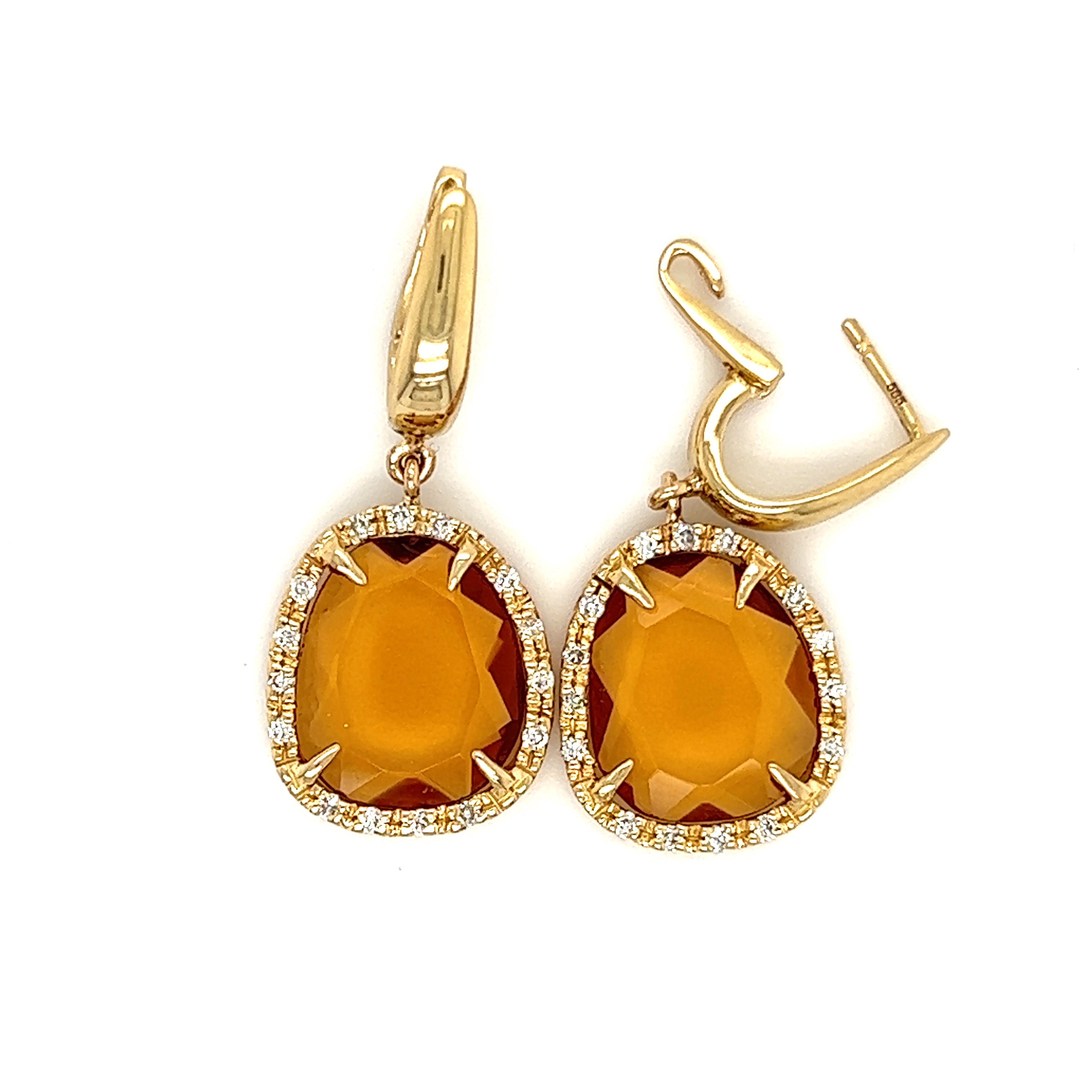 Buy Yellow Stone Ise Citrine Drop Earrings by Prerto Online at Aza Fashions.