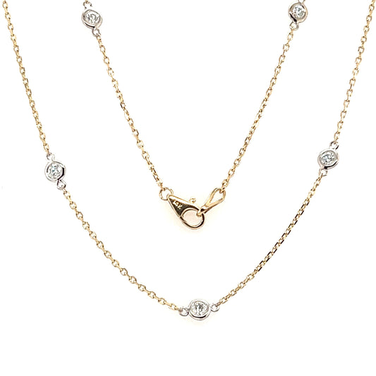 Diamond Station Necklace in 14K Yellow Gold
