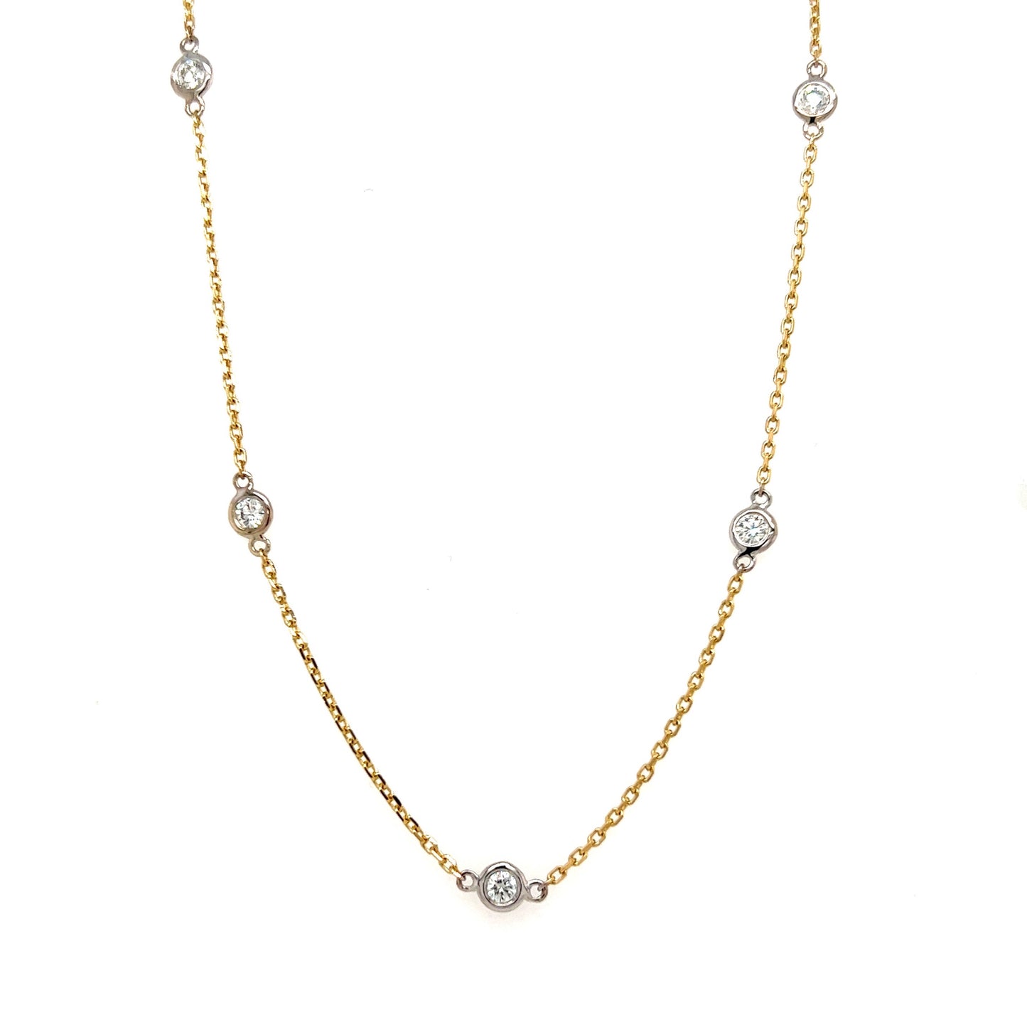 Diamond Station Necklace in 14K Yellow Gold