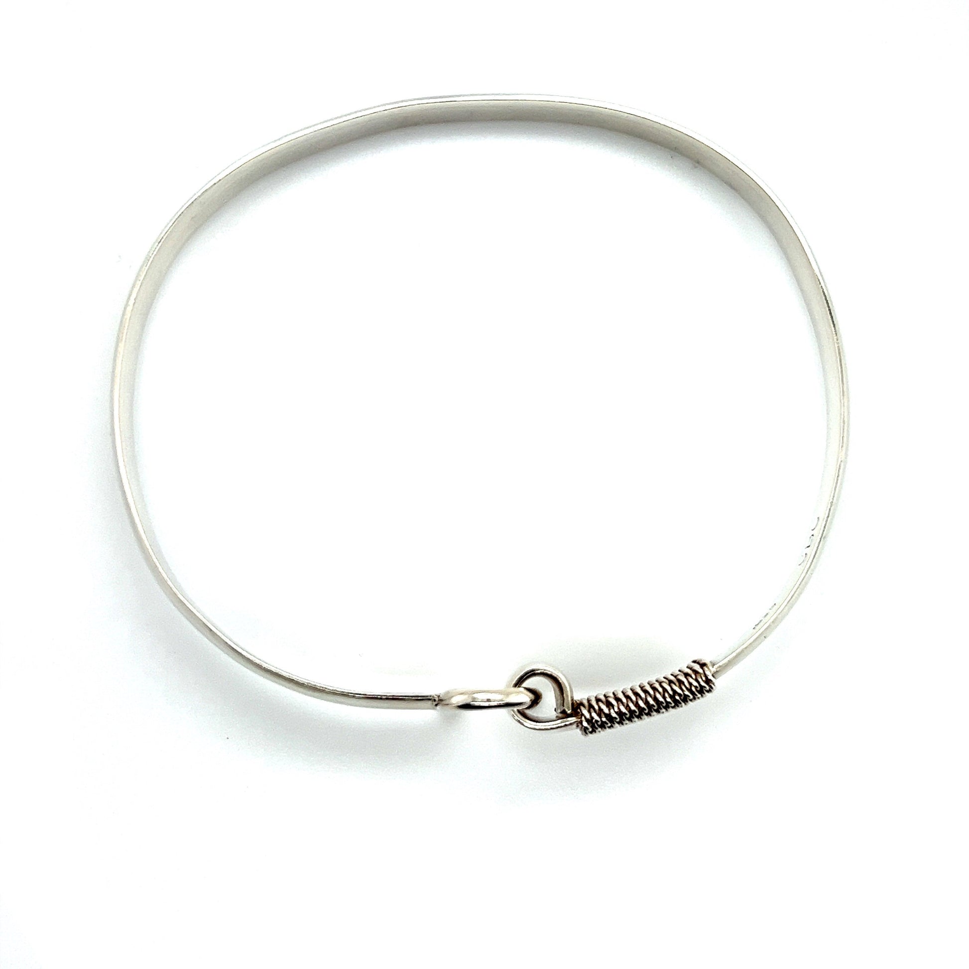U Flat 6mm Bangle Bracelet with U-Hook Clasp in Sterling Silver Top View