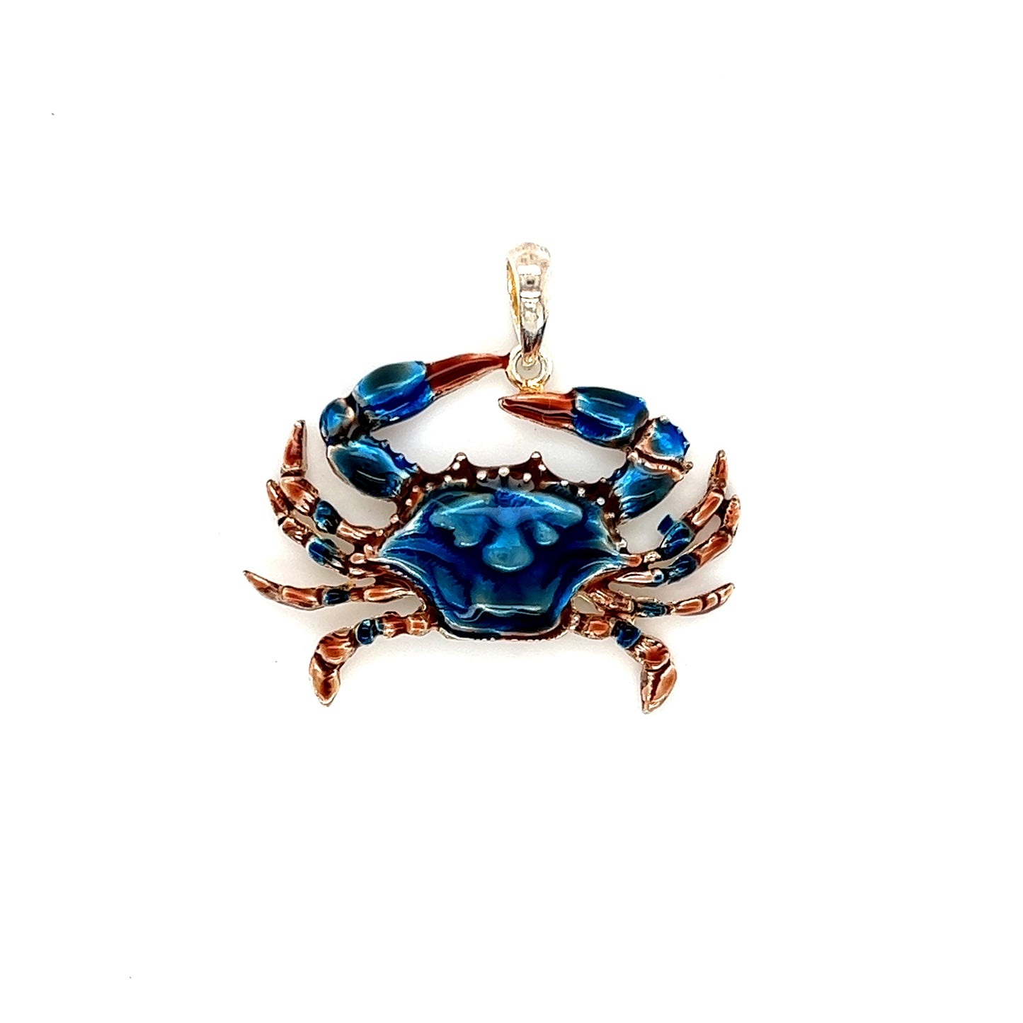 Blue Crab Large Pendant with Enamel in Sterling Silver Pendant View