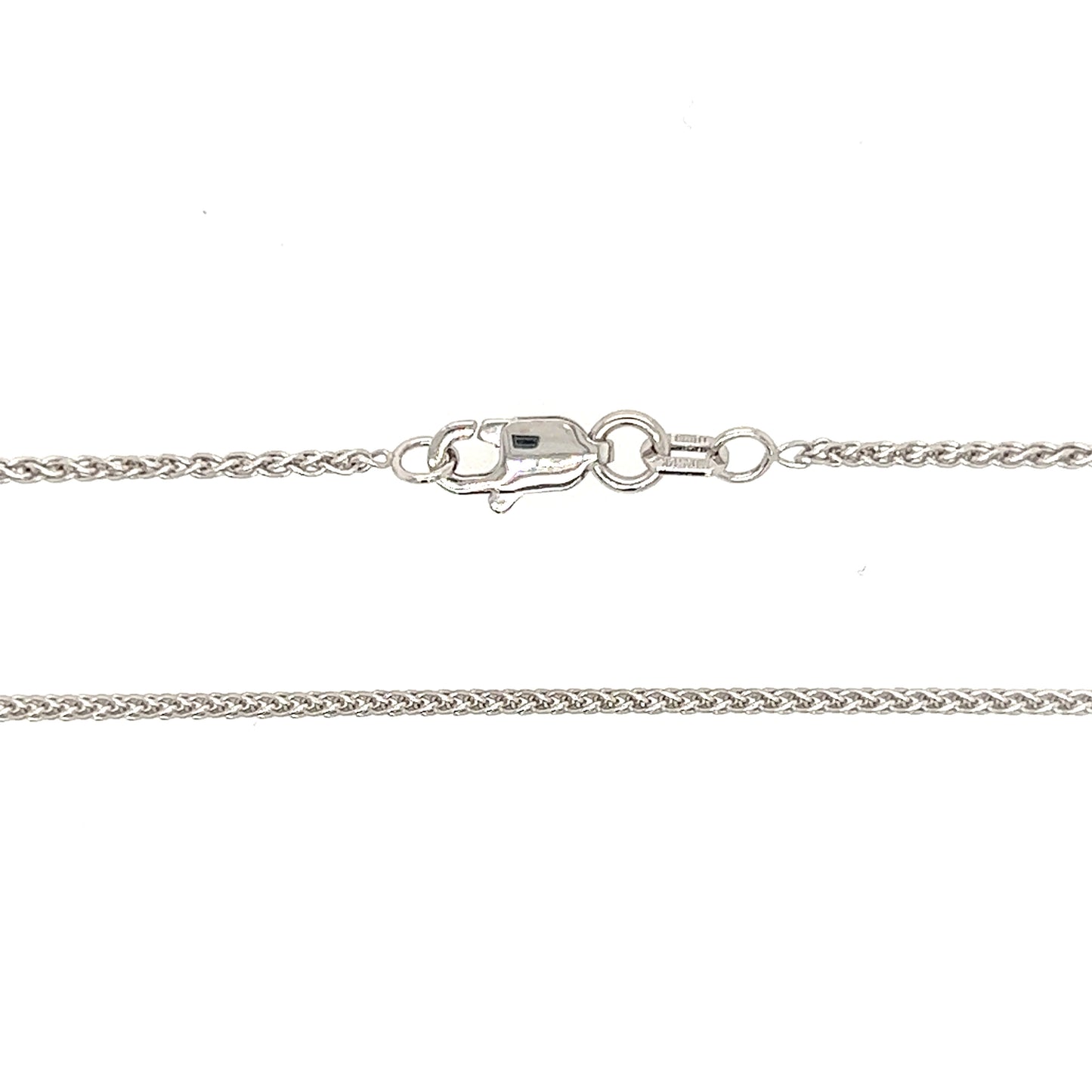 Wheat Chain 1.25mm with 16in Length in 14K White Gold Chain and Clasp View
