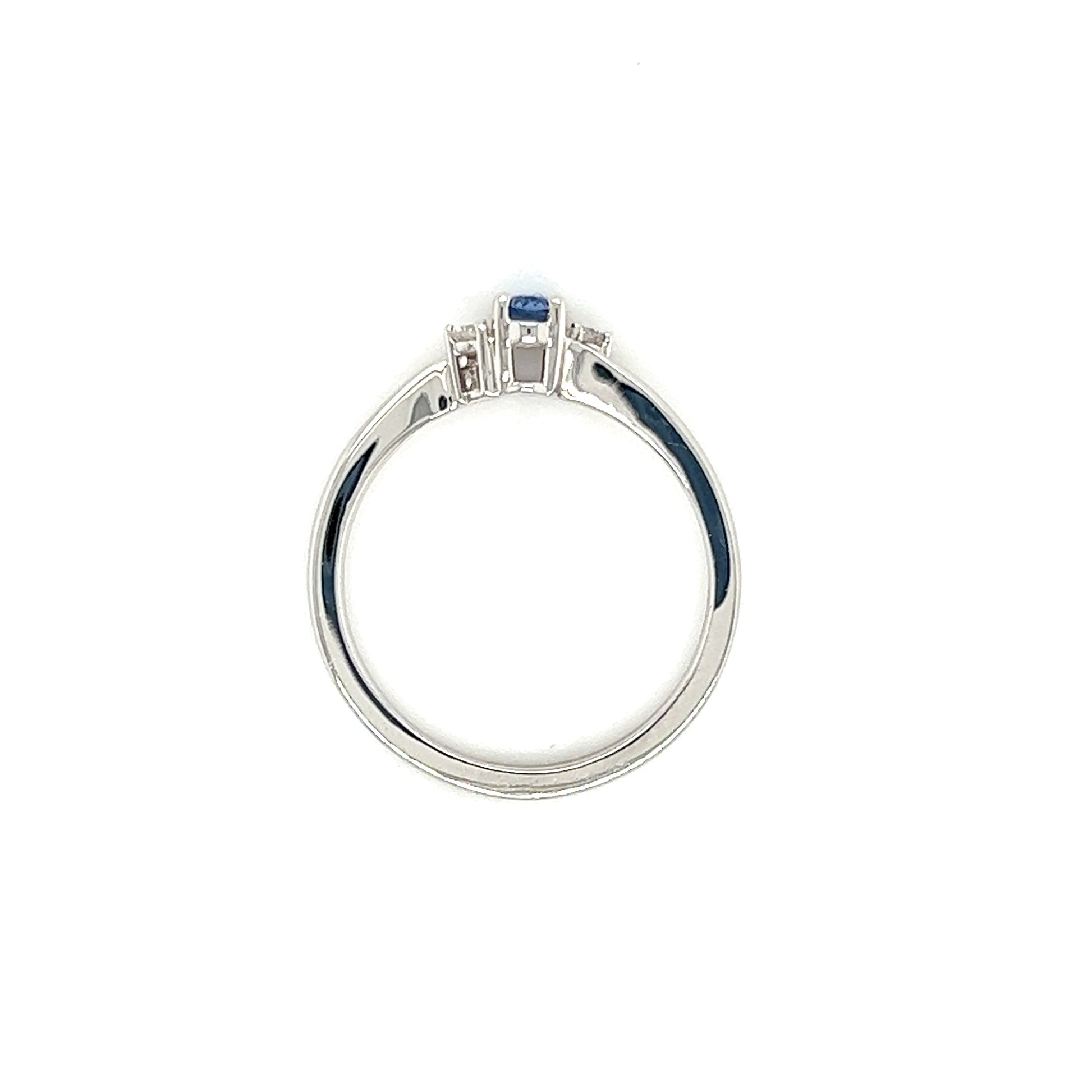 Bypass Sapphire Ring with Two Side Diamonds in 14K Yellow Gold Top View
