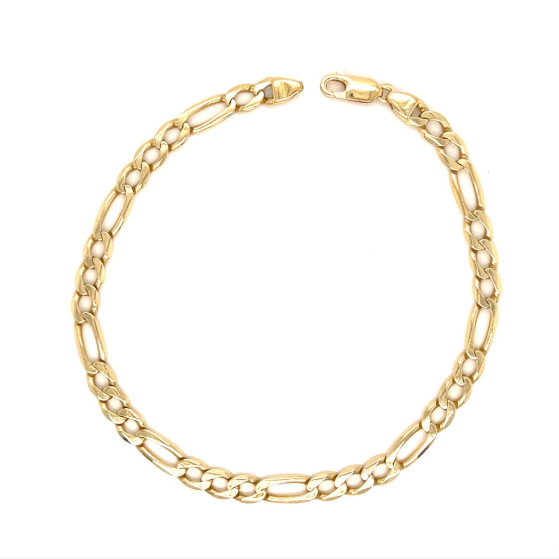 Figaro 5mm Bracelet with 7.5in Length in 14K Yellow Gold Top View