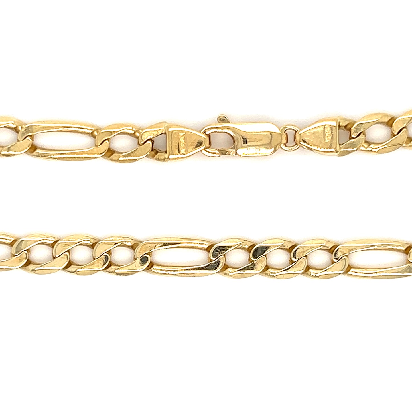 Figaro 5mm Bracelet with 7.5in Length in 14K Yellow Gold Clasp and Links View