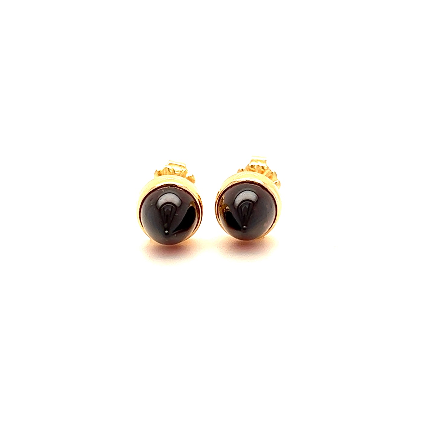 Acorn Garnet Stud Earrings in 14K Yellow Gold Front View