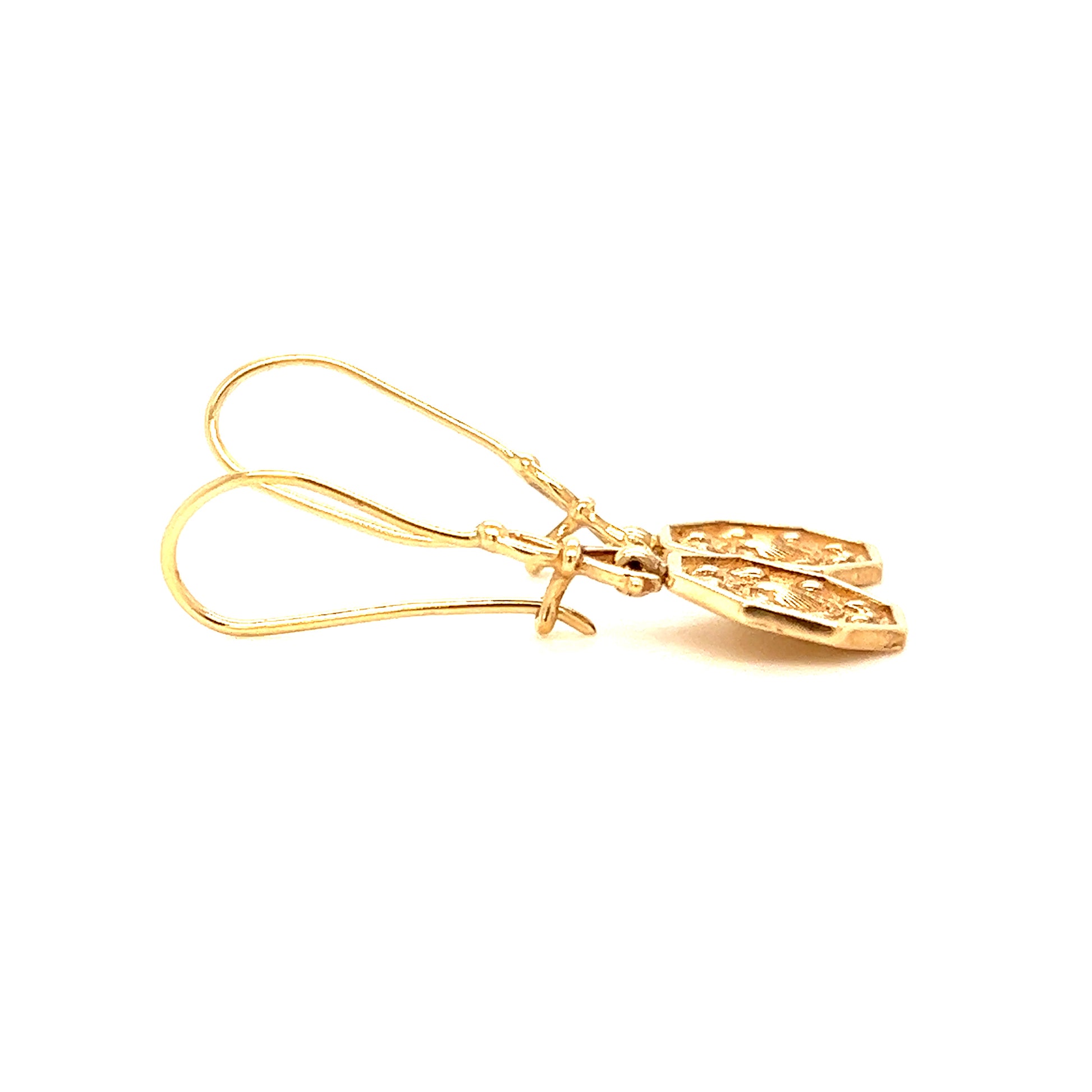 Sailor's Valentine Dangle Earrings in 14K Yellow Gold Side View