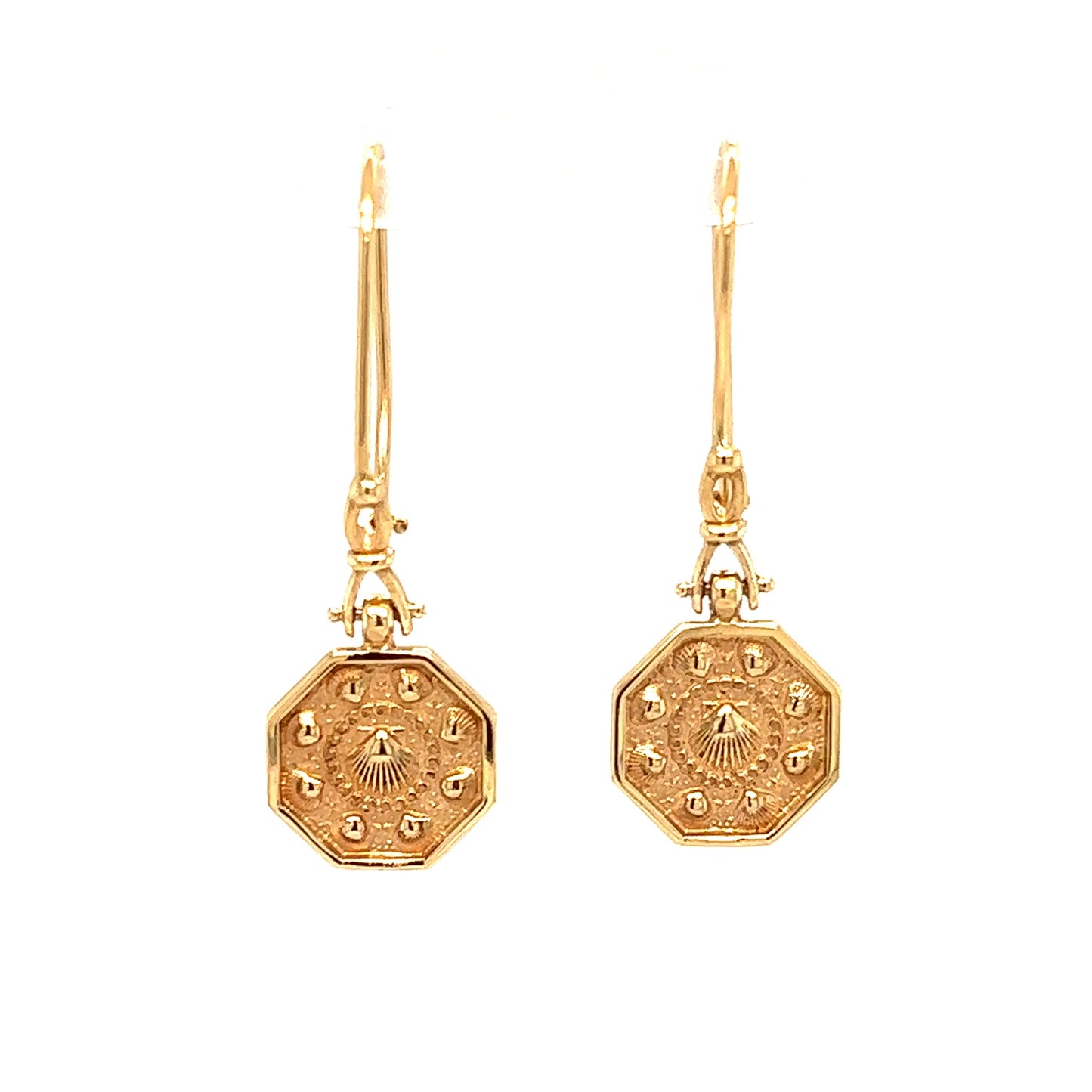 Sailor's Valentine Dangle Earrings in 14K Yellow Gold Front View