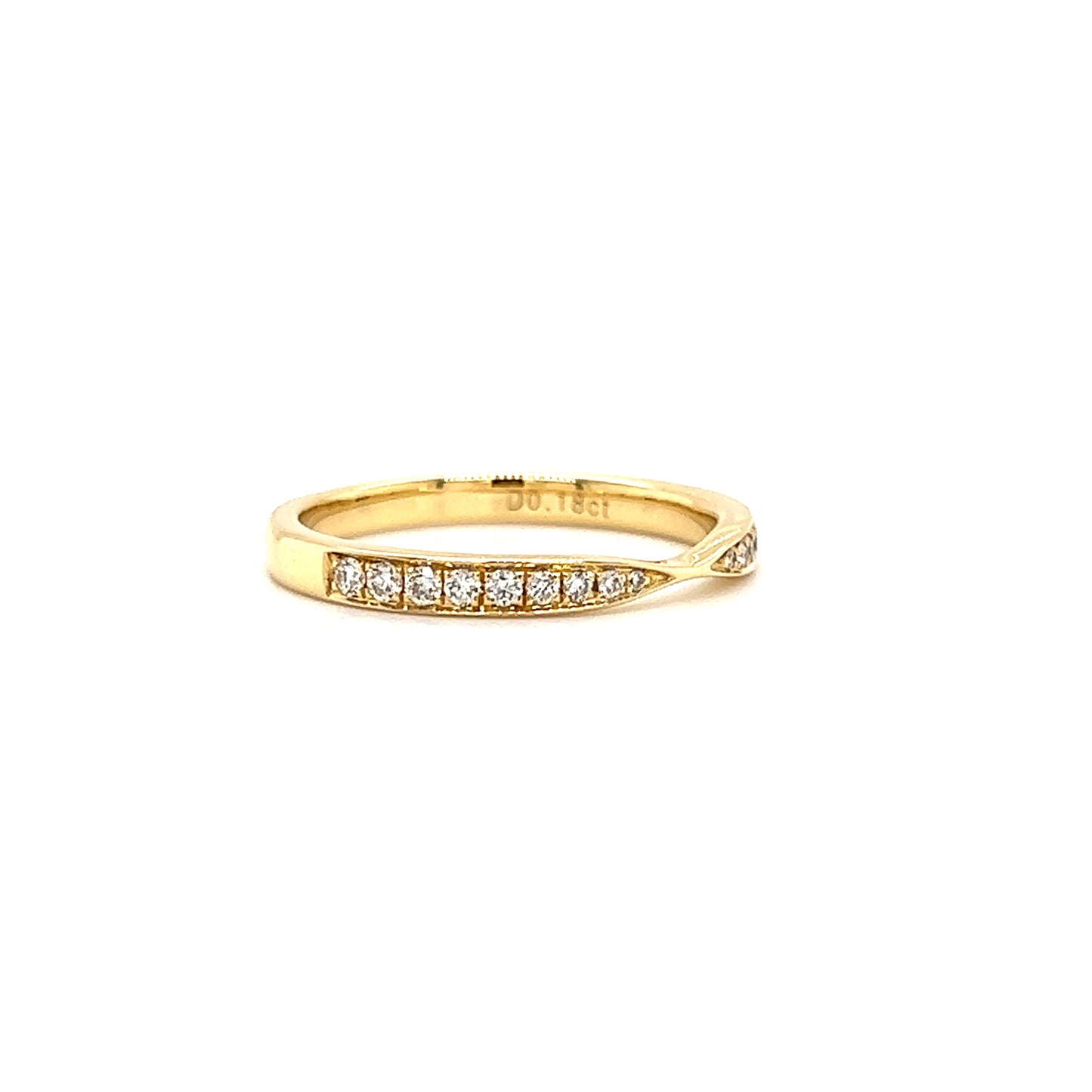 Diamond Ring with Eighteen Diamonds in 18K Yellow Gold Left Side View