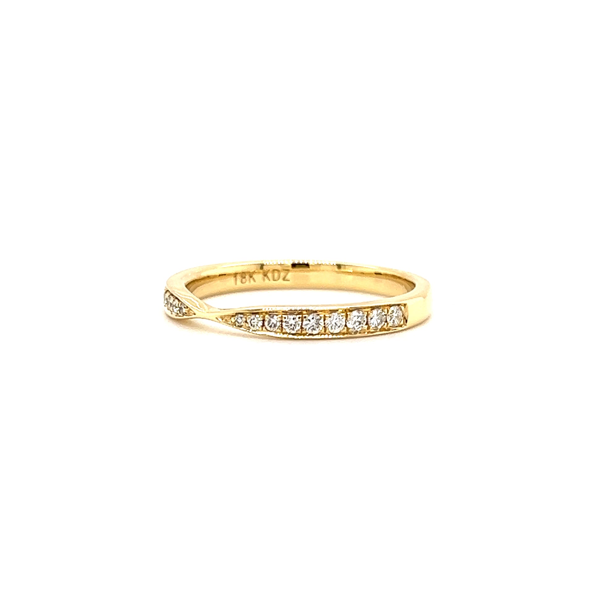 Diamond Ring with Eighteen Diamonds in 18K Yellow Gold Right Side View