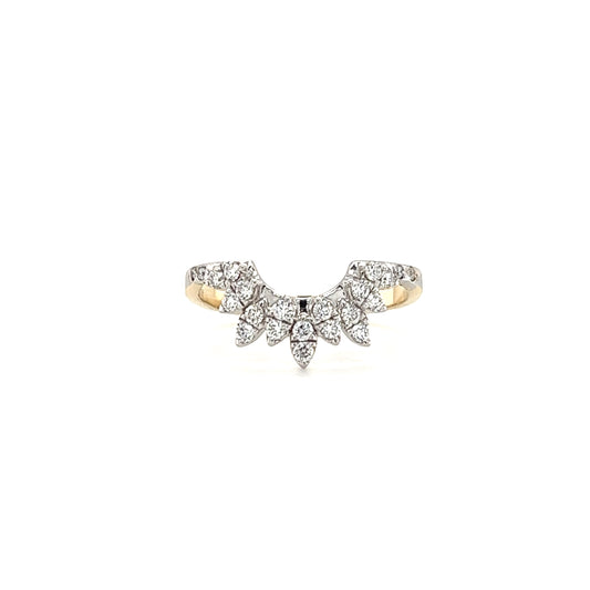 Sunburst Diamond Ring with Twenty-Two Diamond in 14K Yellow and White Gold Front View