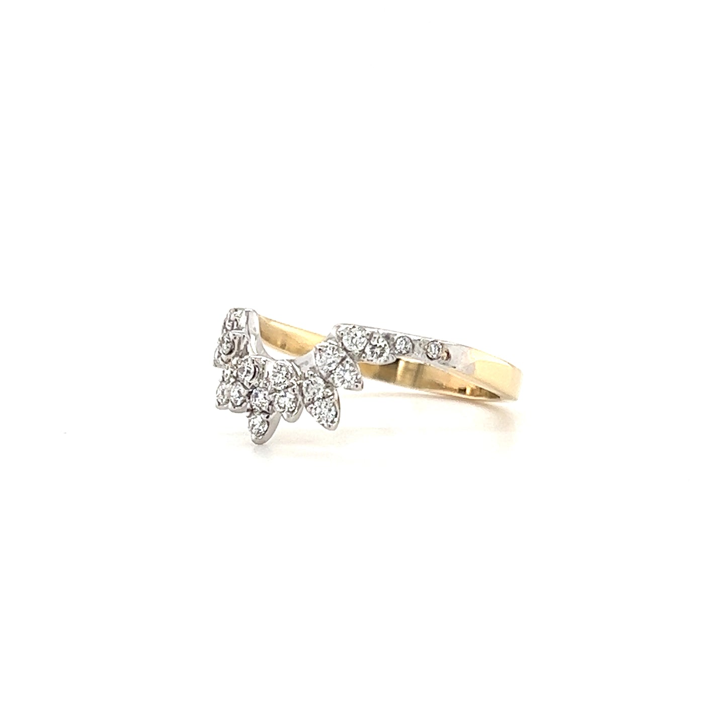 Sunburst Diamond Ring with Twenty-Two Diamond in 14K Yellow and White Gold Right Side View