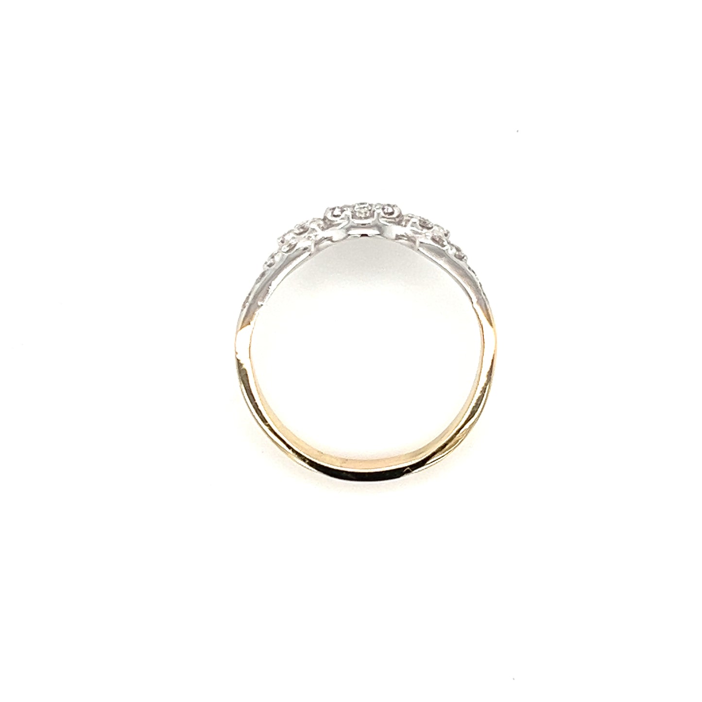 Sunburst Diamond Ring with Twenty-Two Diamond in 14K Yellow and White Gold Top View