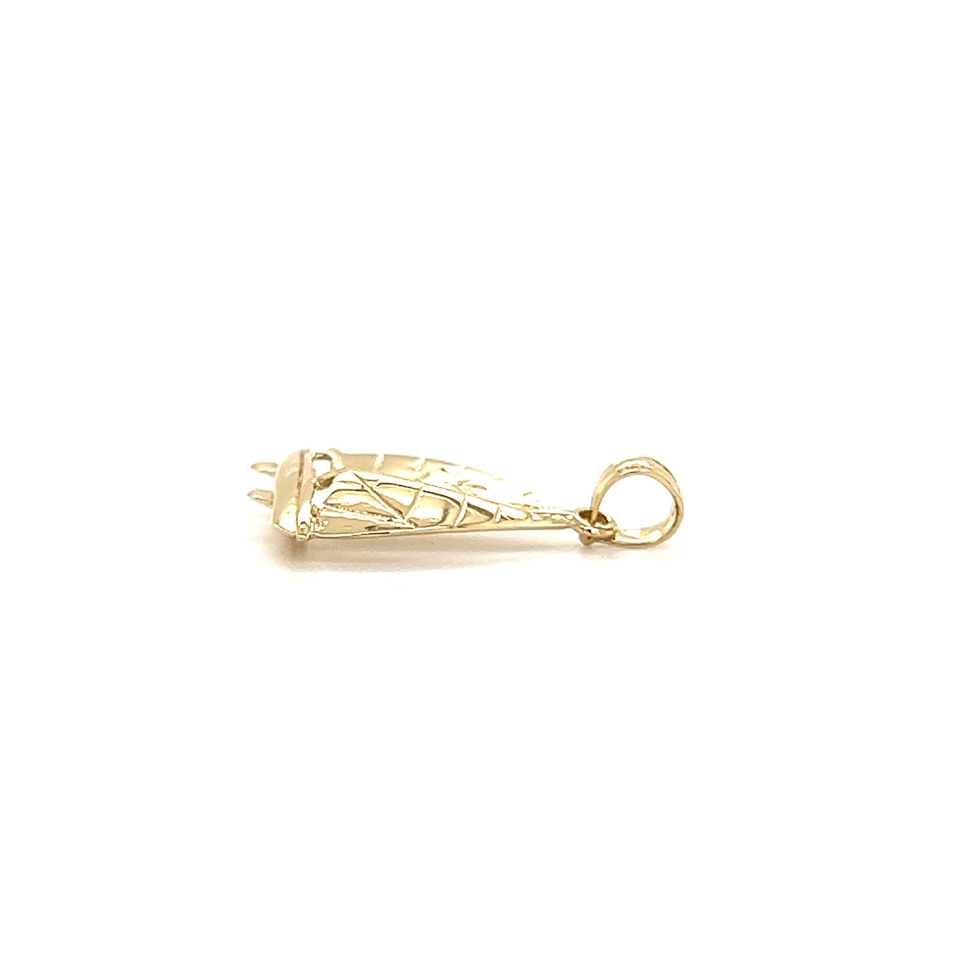 3D Sailboat Pendant with Detailed Sails in 14K Yellow Gold Front Flat View