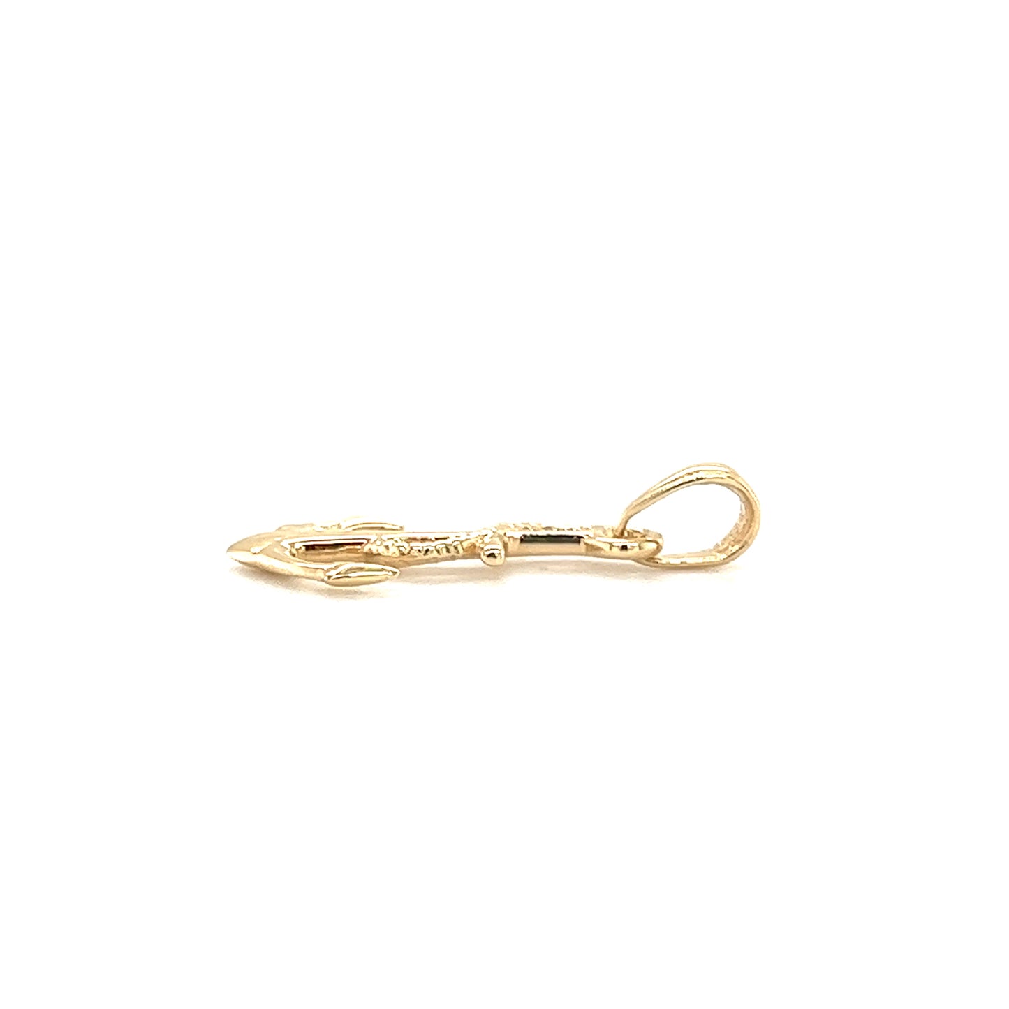 Anchor and Rope Pendant with 3D Details in 14K Yellow Gold Front Flat View