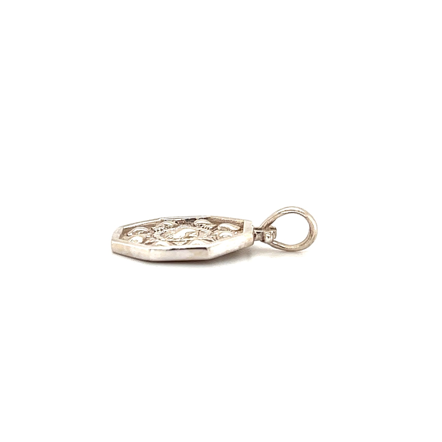 Sailor's Valentine Pendant in 14K White Gold Flat Side View