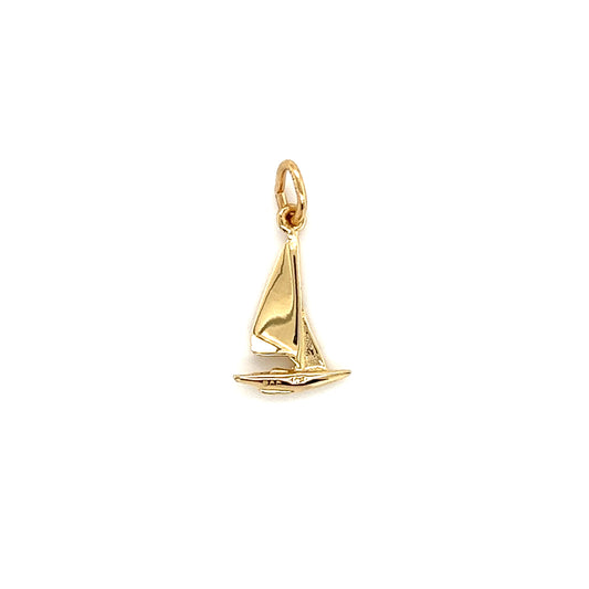 Small Sailboat Charm in 10K Yellow Gold Front View