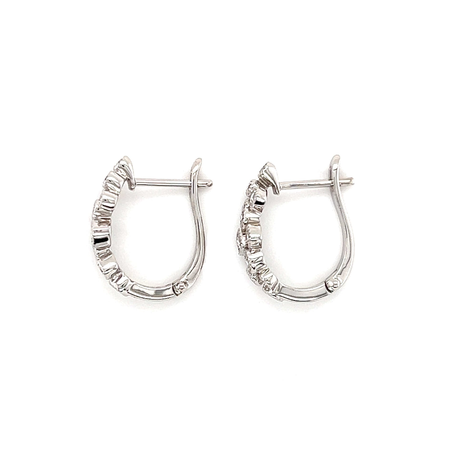 Cluster Diamond Hoop Earrings with 0.36ctw of Diamonds in 14K White Gold Top View