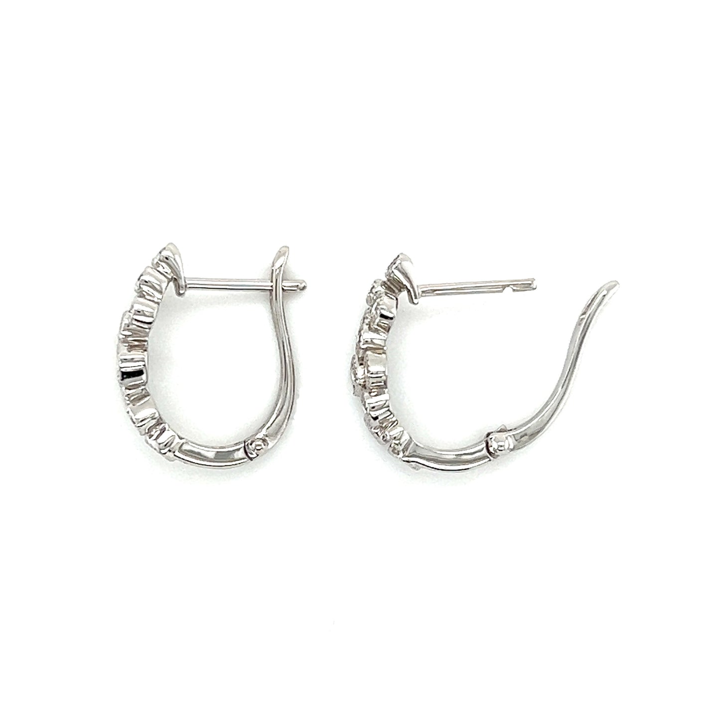 Cluster Diamond Hoop Earrings with 0.36ctw of Diamonds in 14K White Gold Top View Open Back