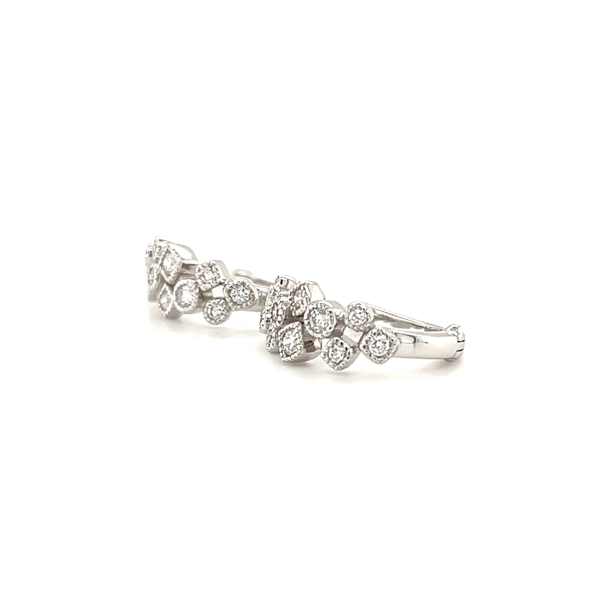 Cluster Diamond Hoop Earrings with 0.36ctw of Diamonds in 14K White Gold Bottom View