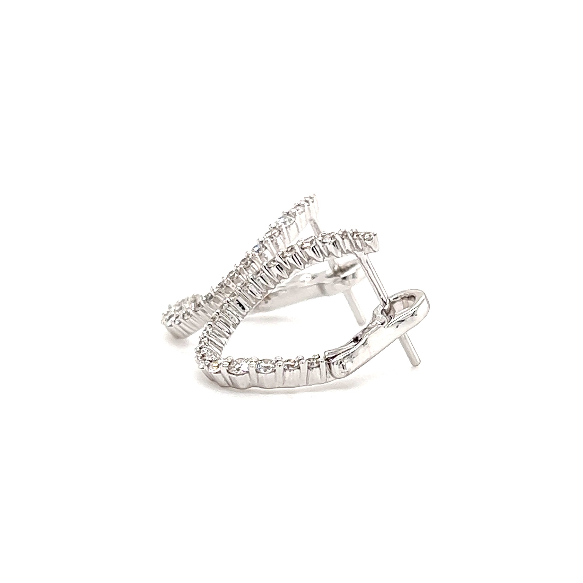 Swirled Diamond Hoop Earrings with 0.45ctw of Diamonds in 18K White Gold Right Side View