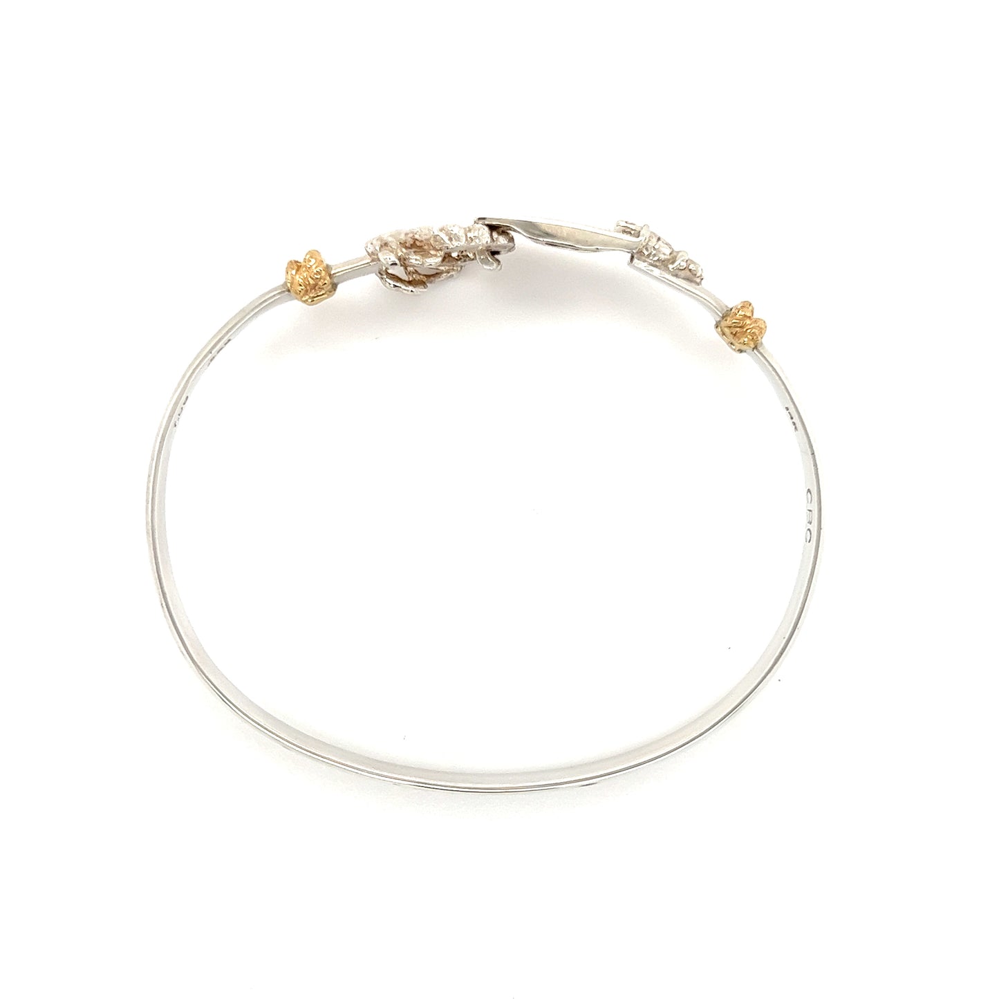 Annapolis Flat 5mm Bangle Bracelet with 14K Yellow Gold Wraps in Sterling Silver Top View