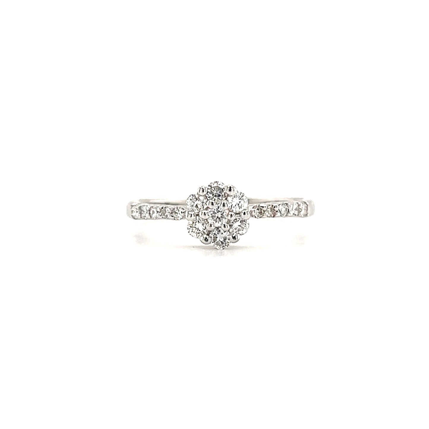 Floral Diamond Ring with 0.36ctw of Diamonds in 14K White Gold Front View