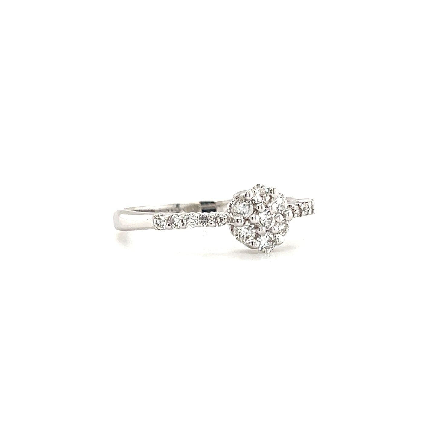 Floral Diamond Ring with 0.36ctw of Diamonds in 14K White Gold Left Side View
