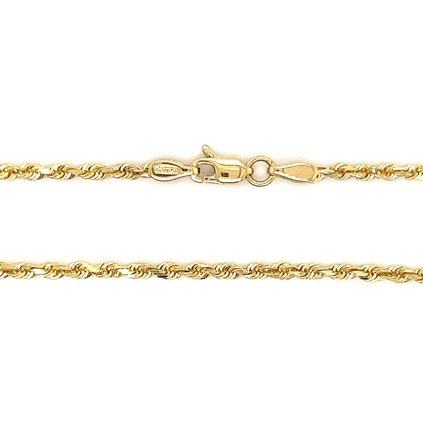 Rope Chain 2.15mm with 20in Length in 10K Yellow Gold Chain and Clasp View