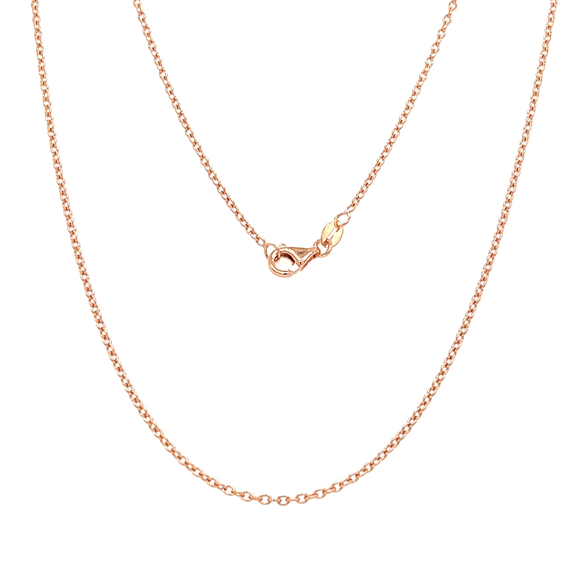 Cable Chain 1.5mm with Adjustable Length in 14K Rose Gold Full Chain View
