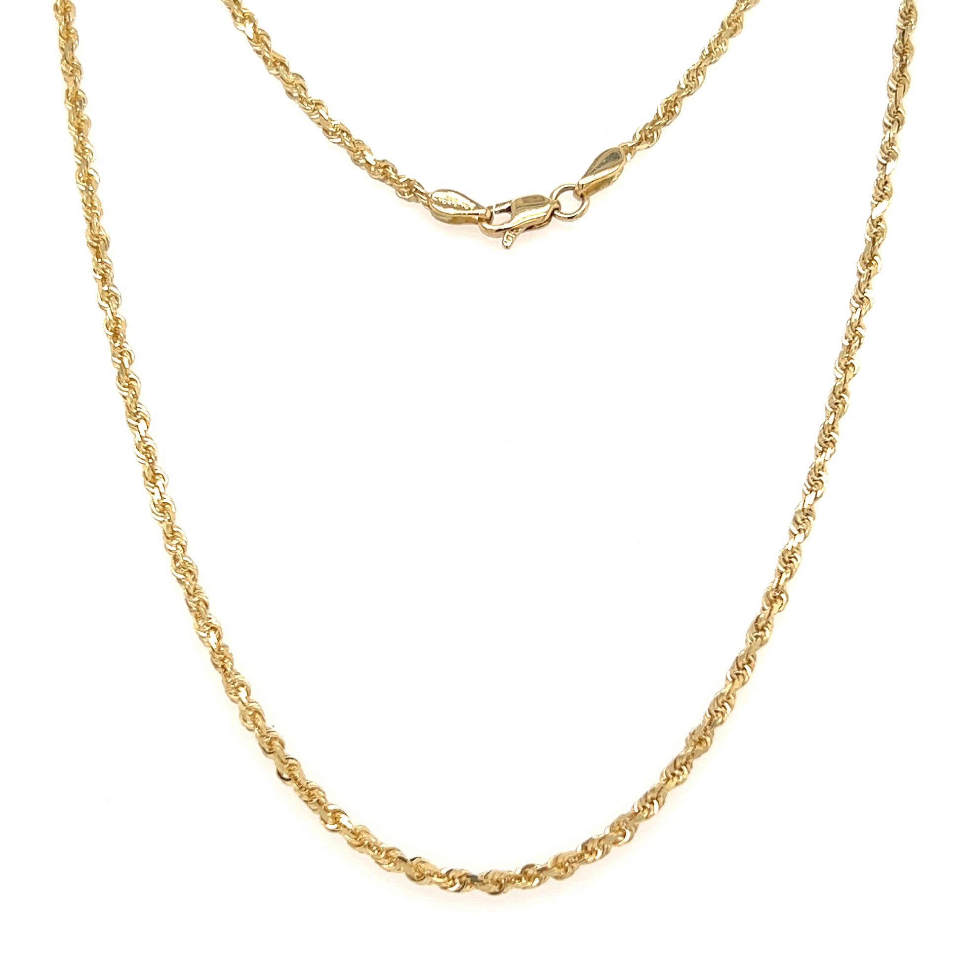 Rope Chain 2.15mm with 20in Length in 10K Yellow Gold Full Chain View