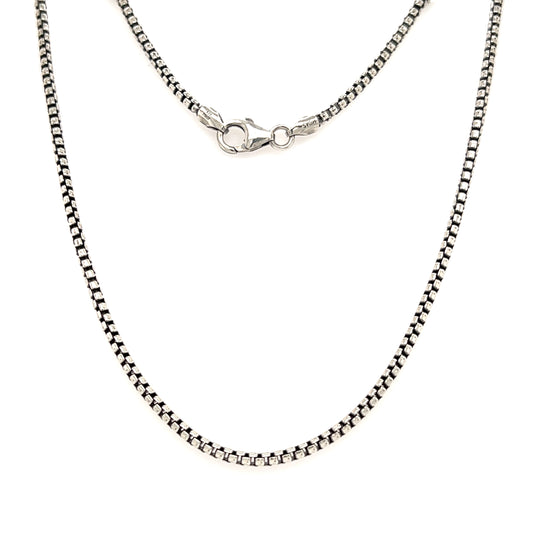 Oxidized Box 2.1mm Chain with 20in of Length in Sterling Silver Full Chain View