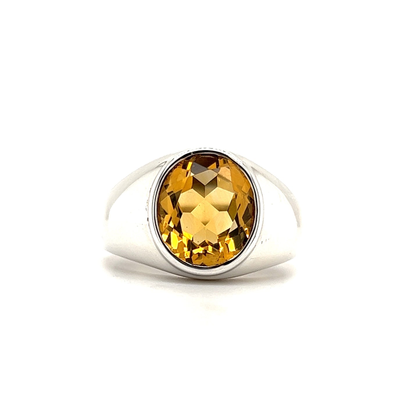 Oval Citrine Ring in Sterling Silver Front View